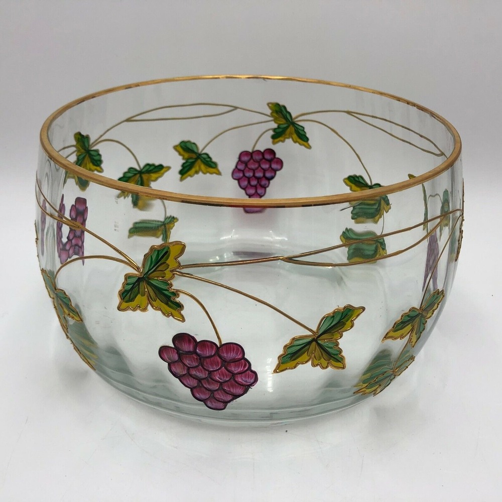 CRYSTAL CLEAR HANDCRAFTED BOWL GRAPE DESIGN MADE IN ROMANIA - Picture 2 of 11